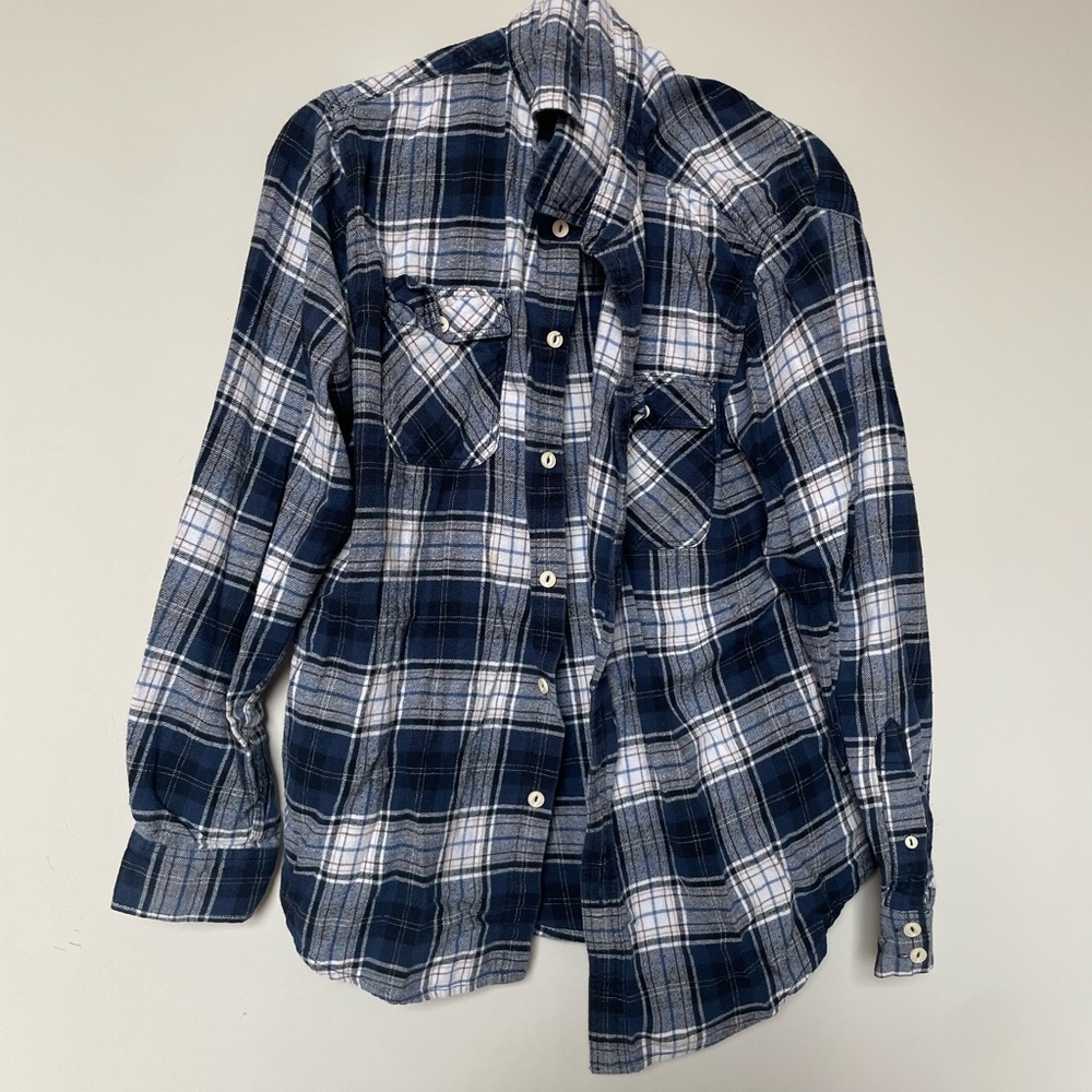 Mossimo Blue and White Plaid Shirt